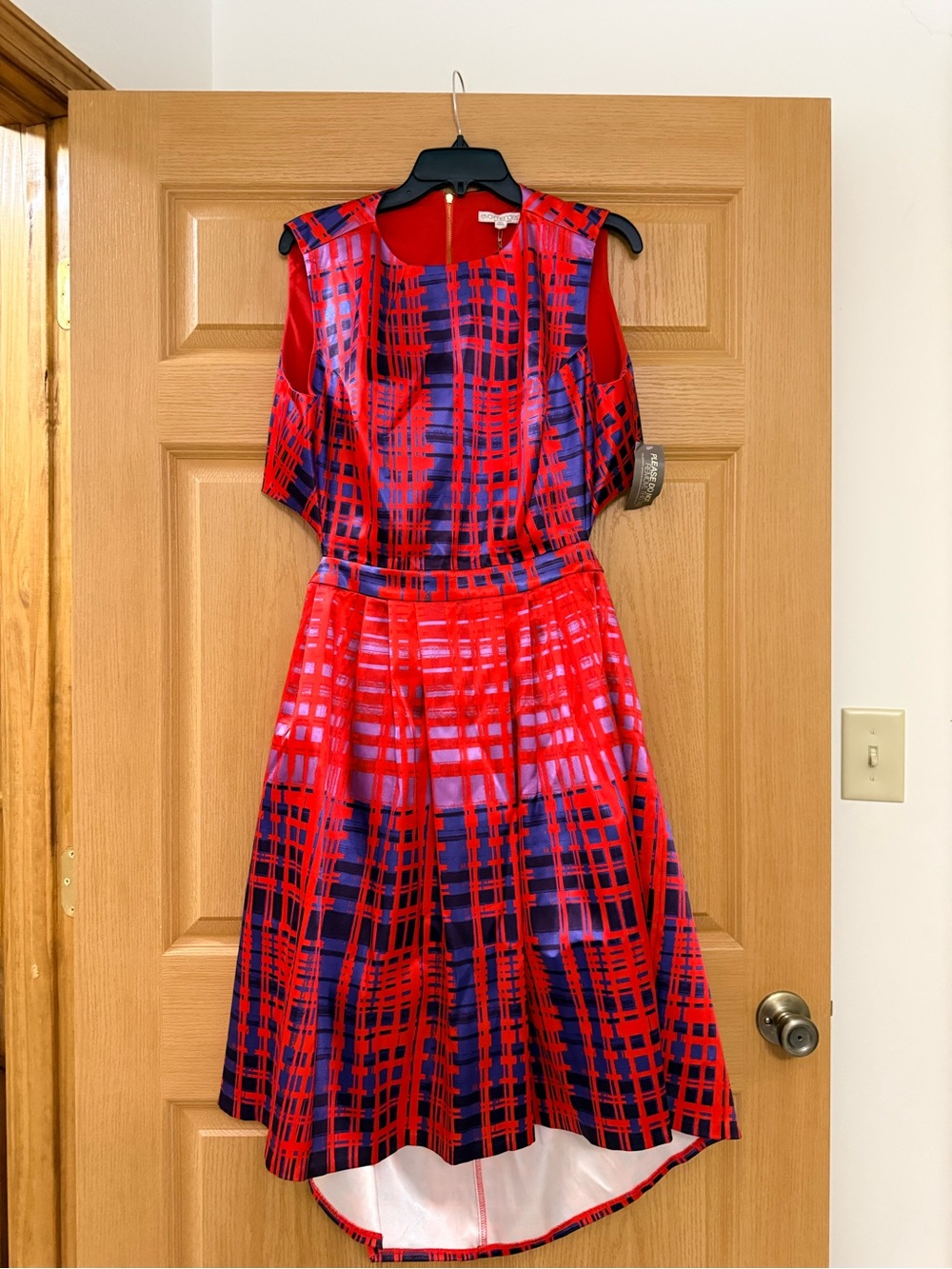 New York & Company Red and Navy Fit-and-Flare Dress